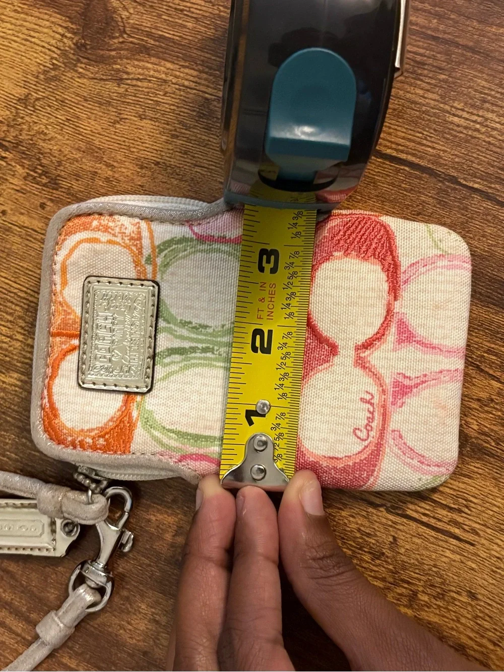 Coach Vintage Poppy “Digi Pouch” Wristlet Multicolor Signature Canvas